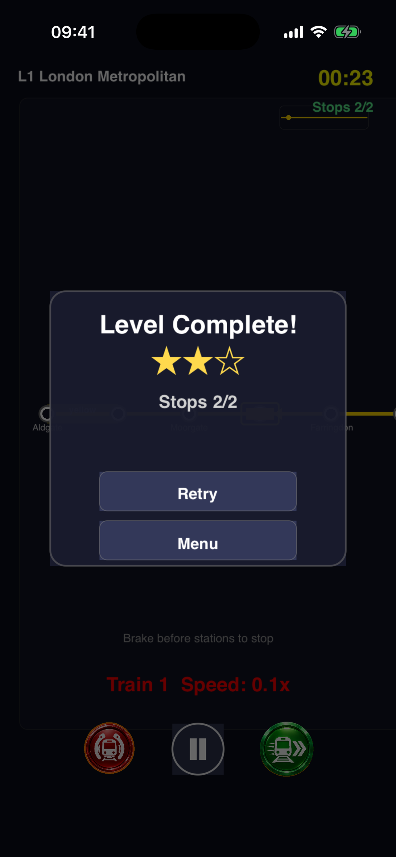 Level complete with star rating